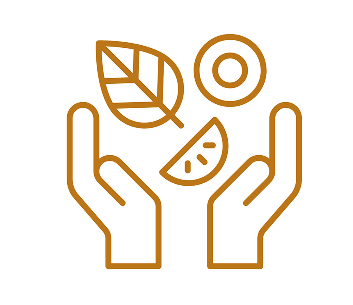 icono de manos con fruta